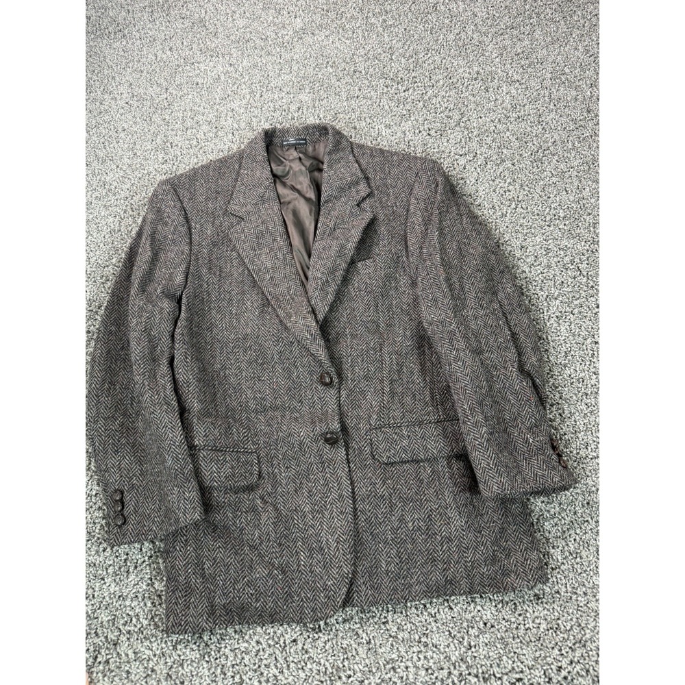 Vintage Harris Tweed Herringbone Blazer Men's Size 40 Regular Brown
